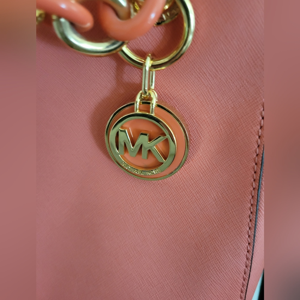 Michael Kors Coral Chain Satchel Crossbody Leather Handbag - Picture 2 of 6
